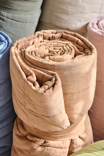 Tæppe - Klassisk Quilt, Cognac