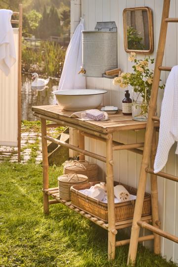 Vægspejl - Bambuskant