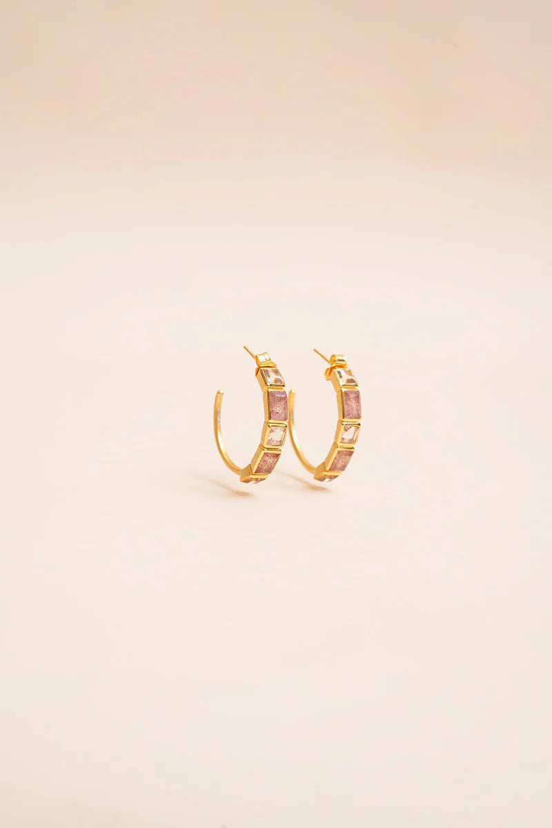 Øreringe - Isaih, Morganite / Strawberry Quartz