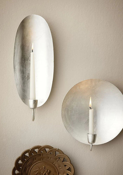 Væglysestage - Silver Wall Light, Oval