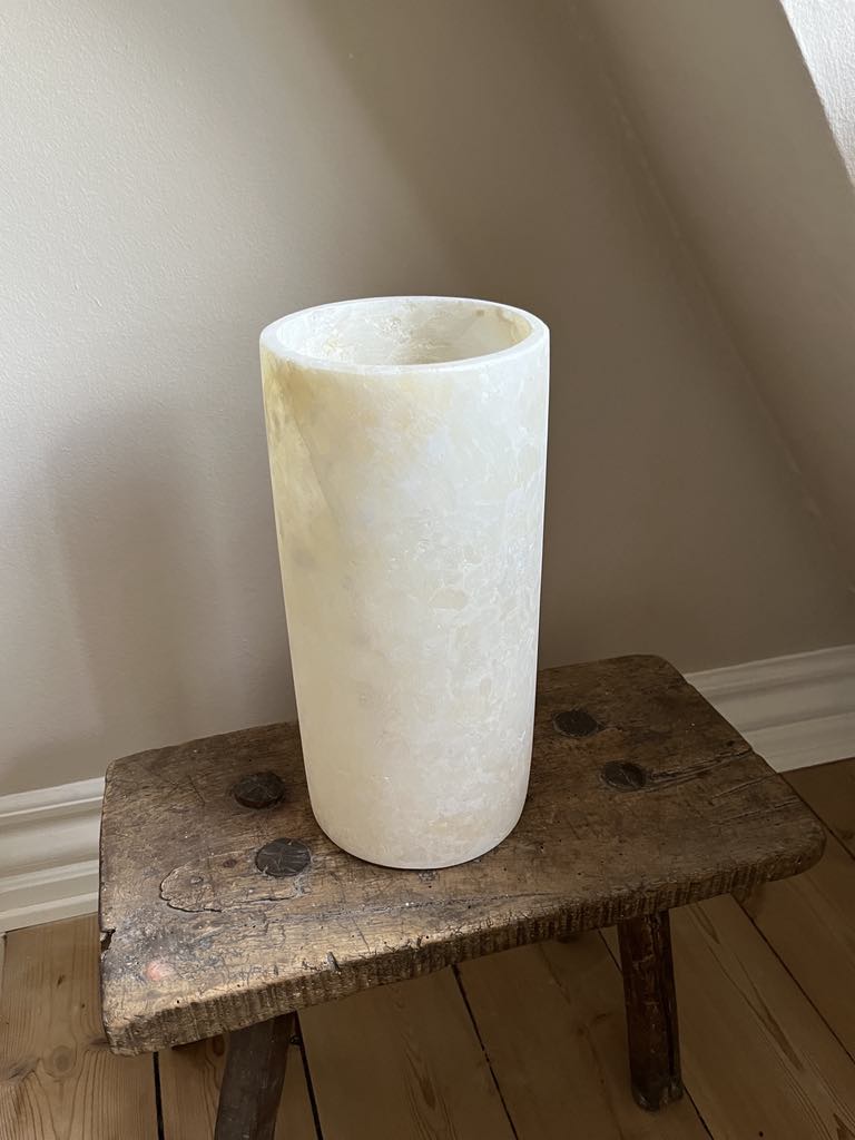 Alabast Cylinder - 30 cm, Hvid
