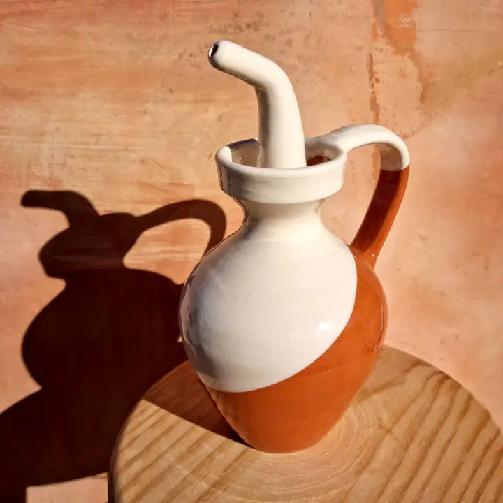 Olieflaske - Traditionel, Hvid/Terrakotta