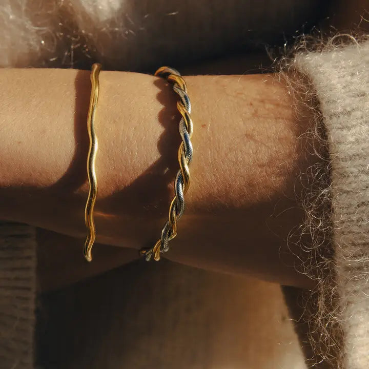 Armsmykke - Twist Cuff, Sølv/Guld