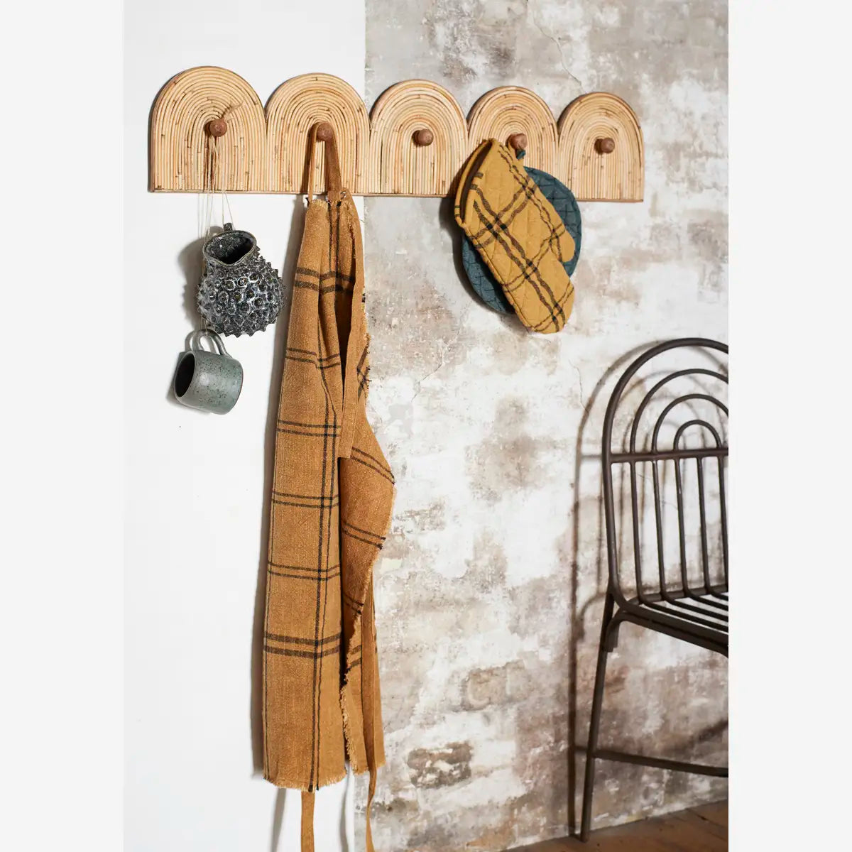 Forklæde - Ternet, Indian Tan/Sort