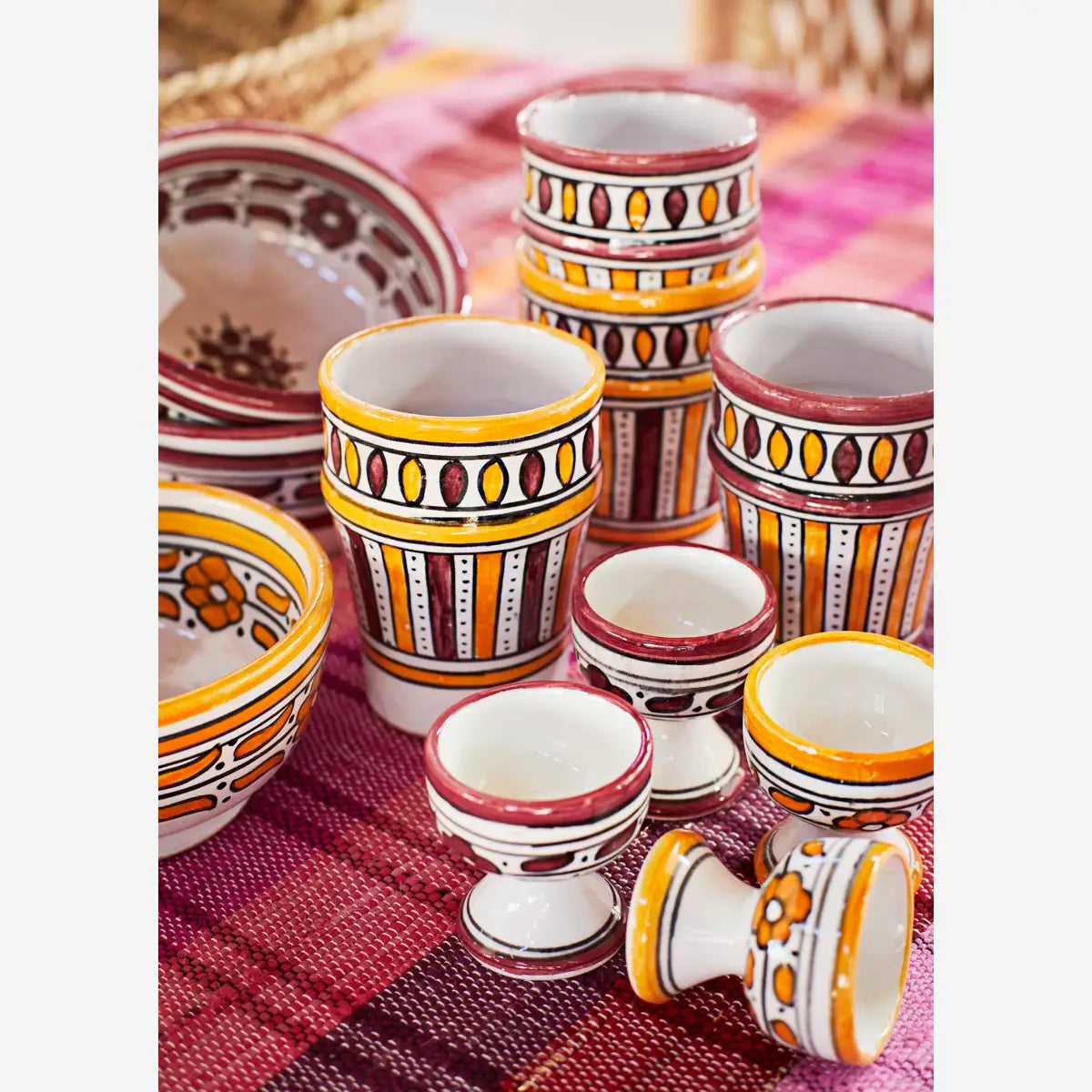 Kop - Håndmalet (20 cl), Off white/Orange/Rød