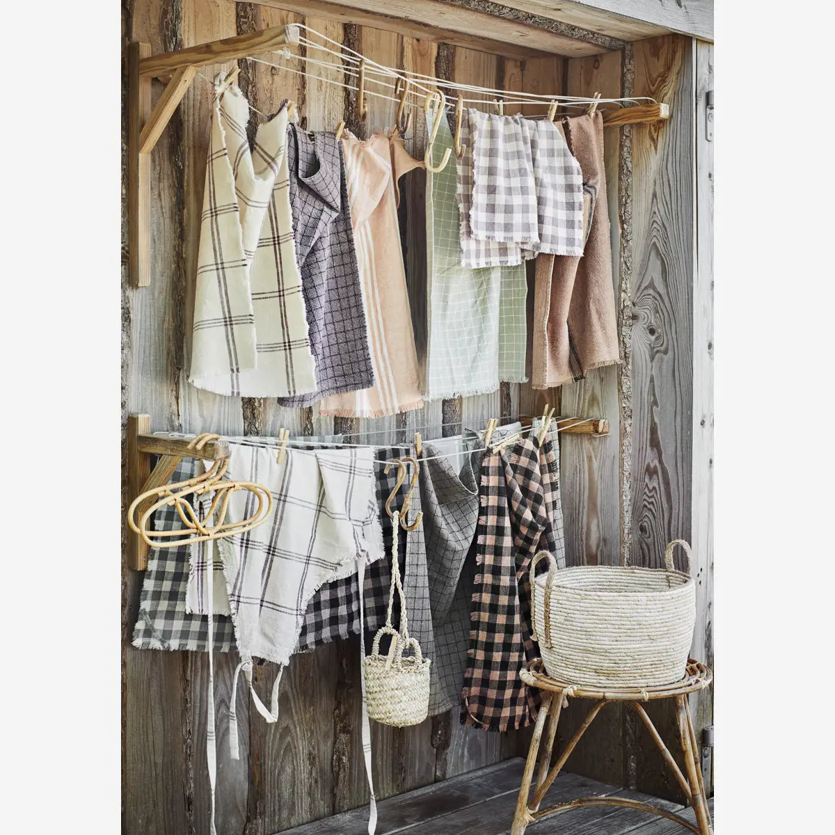 Forklæde - Ternet, Ecru/Lilla