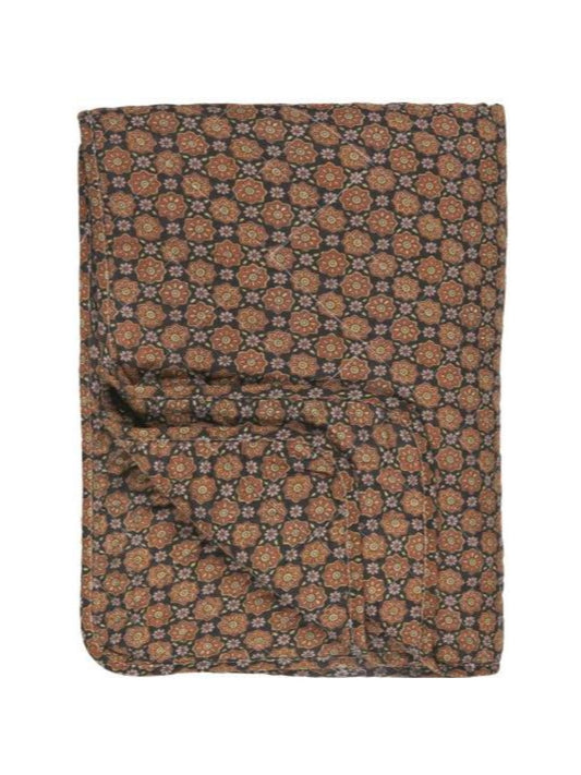 Tæppe - Quilt m/Blomstermønster i Rustfarver
