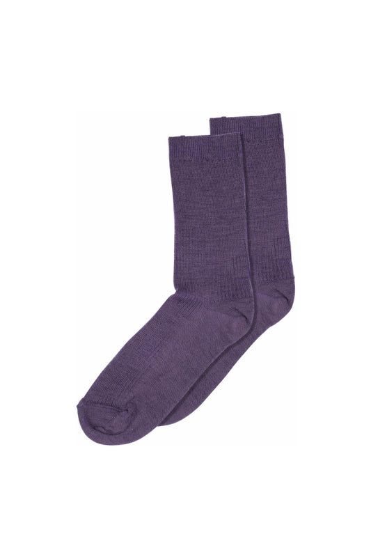 Strømper - Fine Wool Rib, Dark Purple