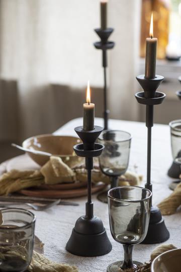 Kronelys - Hørgrå Rustik