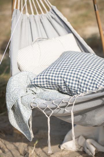 Hængekøje - Gråblå Med Hvide Kvaster