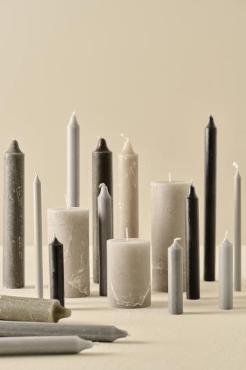 Kronelys - Grå Rustik