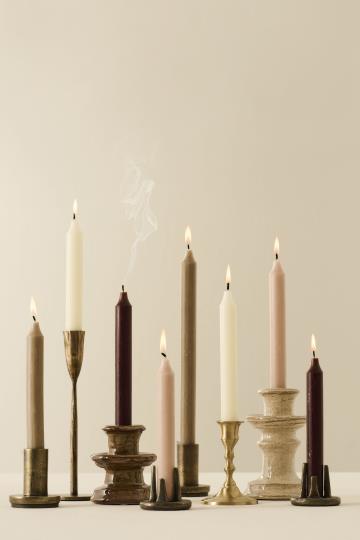 Kronelys - Hørgrå Rustik