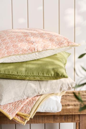 Pude - (50x50) Hør m/Fyld, Herbal Green