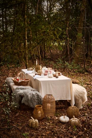 Stofserviet - Hvid m/Broderi