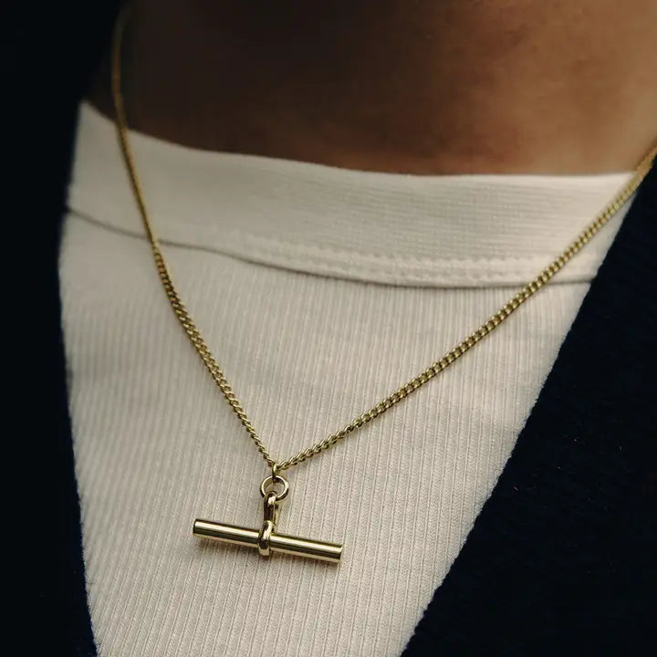 Halskæde - T-Bar Chain , Forgyldt