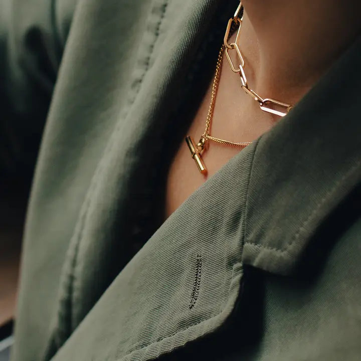 Halskæde - T-Bar Chain , Forgyldt