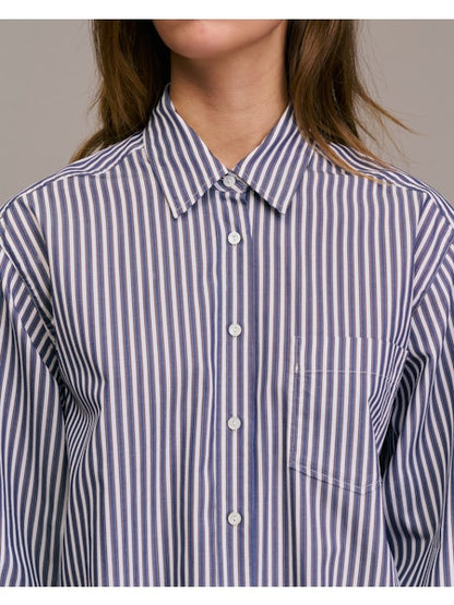 Skjorte - Camela, Hvid/Marineblå