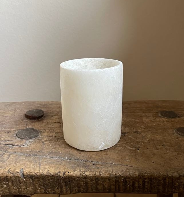 Alabast Cylinder - 15 cm, Hvid
