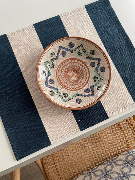 Dækkeserviet - Blå Stribet