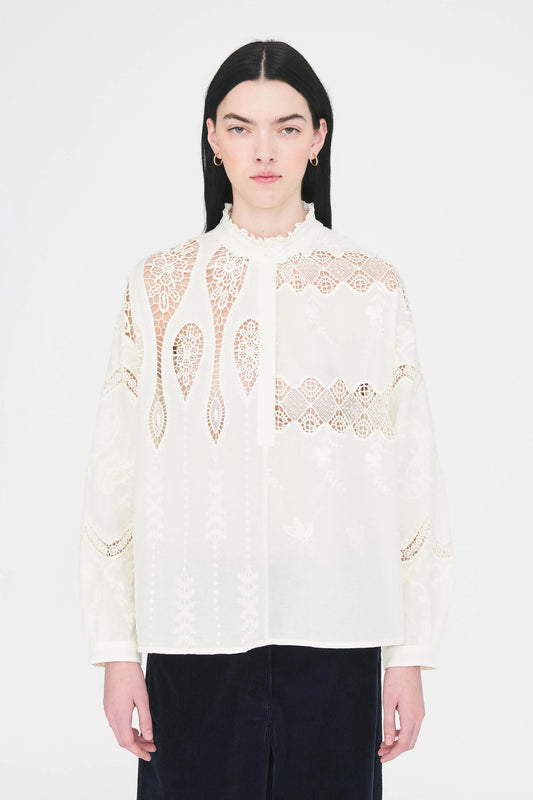 Bluse - Lace, Creme