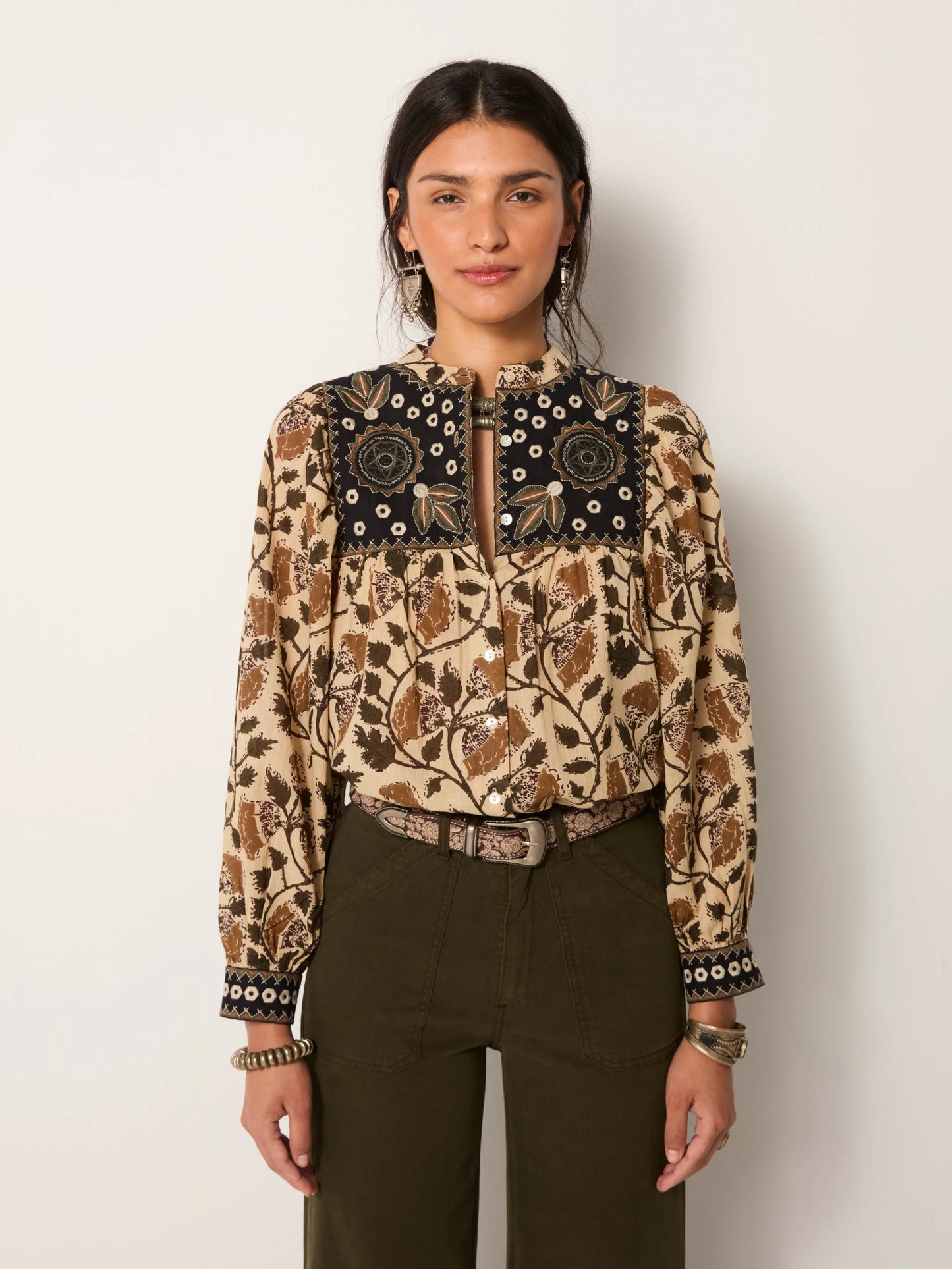 Skjorte - Amelia, Khaki Forest