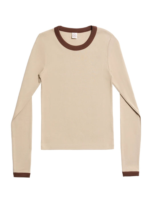 Langærmet T-Shirt - June, Taupe