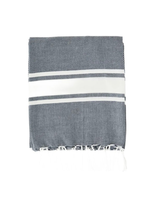 Håndklæde - Stribet Mammam (100x180 cm) Petrol/Hvid