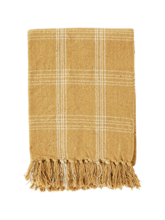 Plaid - Genanvendt Bomuld (125x150 cm), Honning/Råhvidt