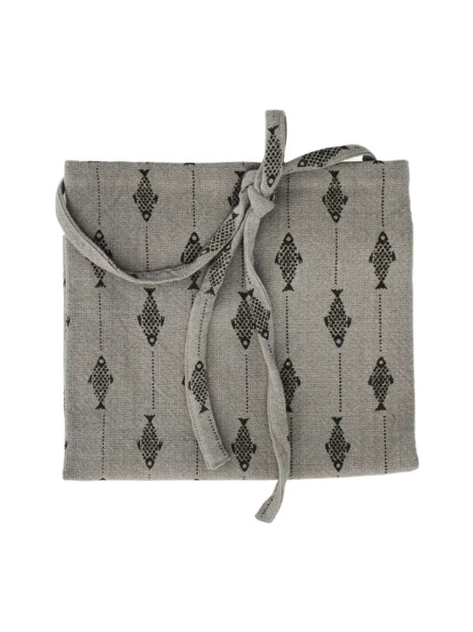 Forklæde - Printet, Grå/Sort