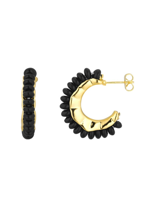 Øreringe - Jawo, Forgyldt/Sort