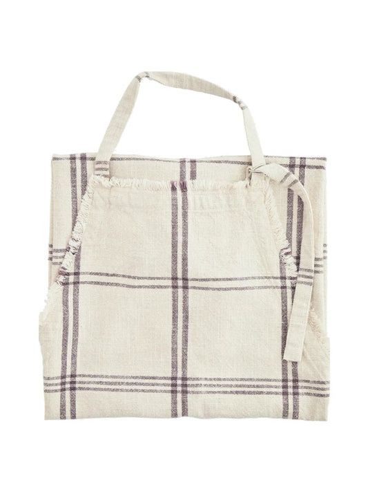 Forklæde - Ternet, Ecru/Lilla