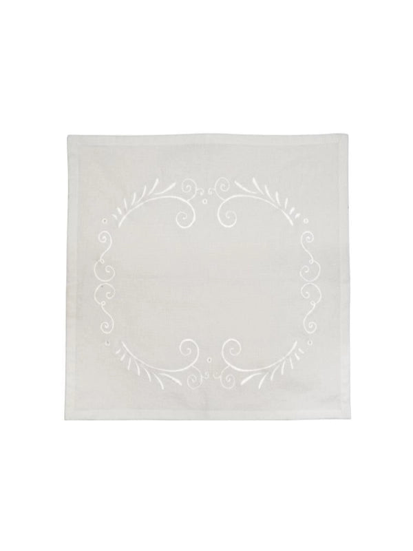 Stofserviet - Hvid m/Broderi