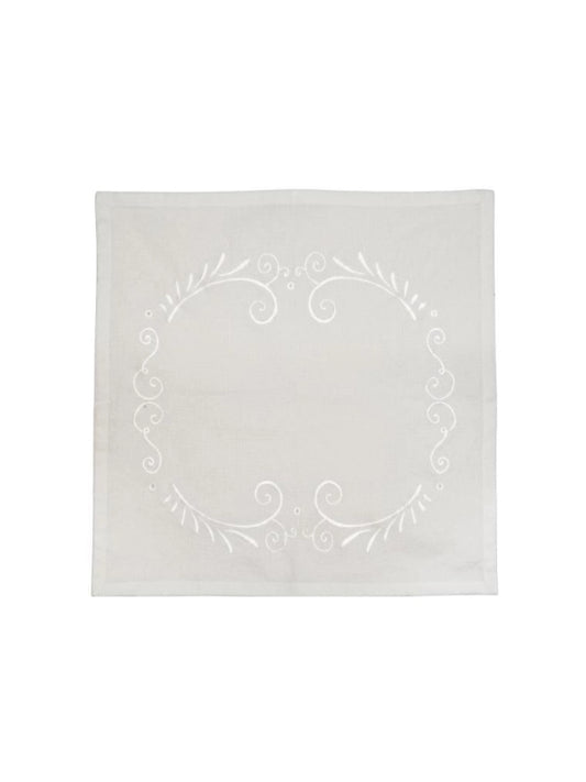 Stofserviet - Hvid m/Broderi