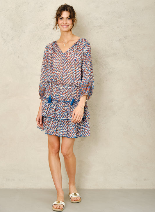 Kjole - Viti Print, Orange/Turkis