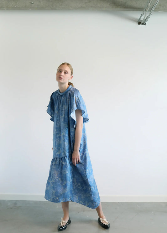Kjole - Doreen Silk Kjole, Print Blue