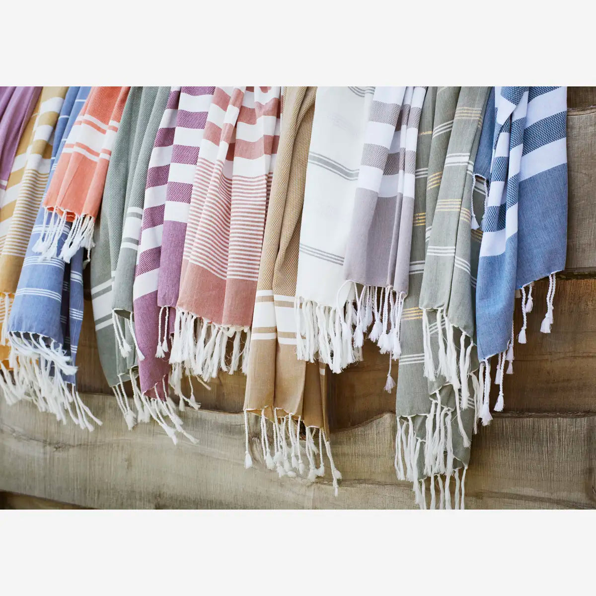 Håndklæde - Stribet Hammam (100x180 cm) Petrol/Hvid